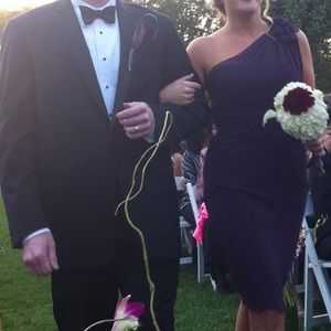 WTOO One Shoulder Chiffon Purple Dress